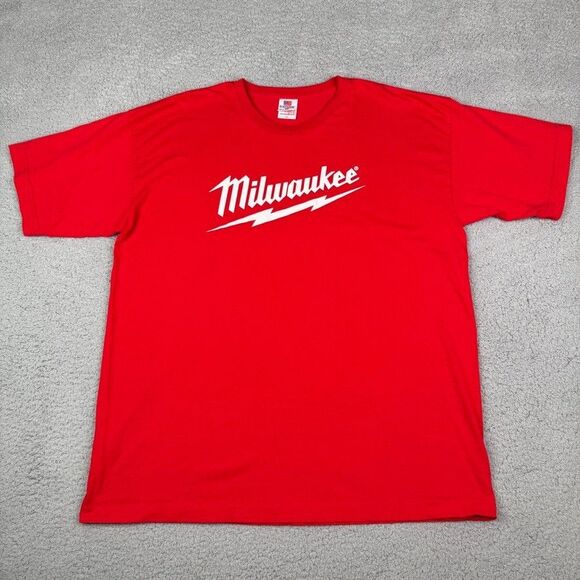 VTG Milwaukee Tools Shirt Men XL Red Bayside USA Smooth From The Start Promo Tee